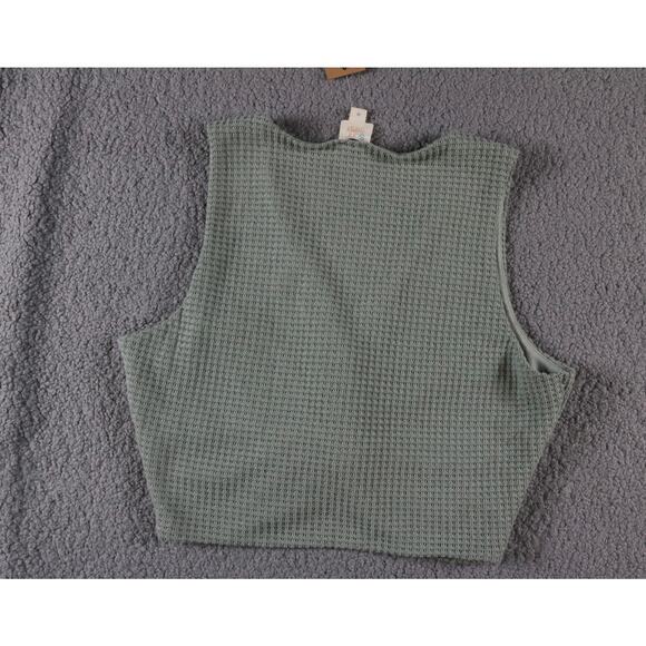 New Surf Gypsy Top Medium Green Basket Weave Twisted Ruched Cropped Pull Over - Picture 2 of 5